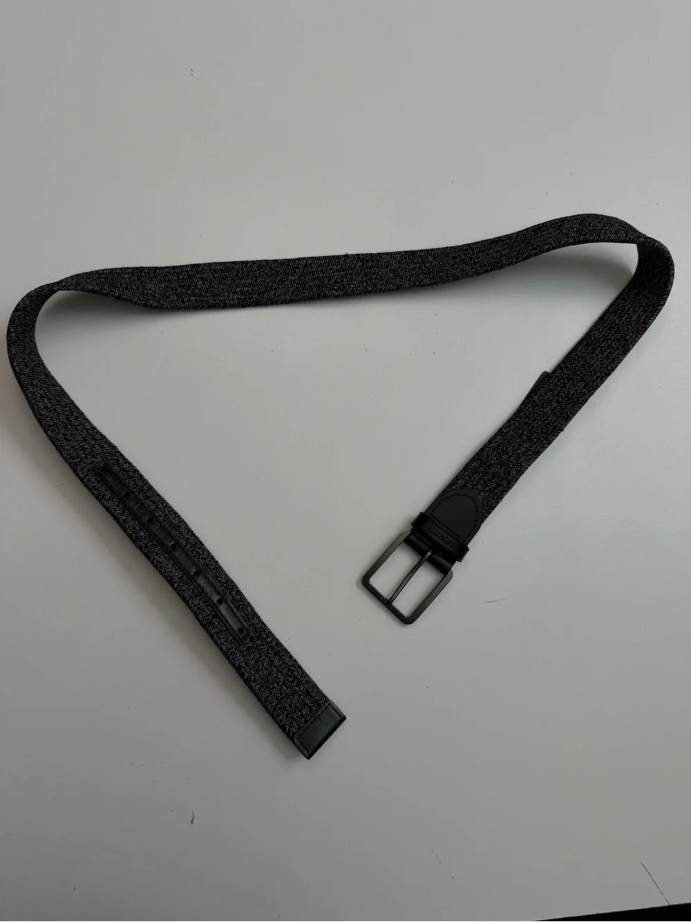 Levis Belt Stretch Knit Leather Gunmetal Buckle Casual Everyday Black Grey 42
